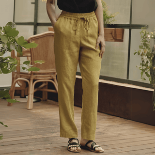 Lemon Curry Linen Octave Trousers - Linen Tales 