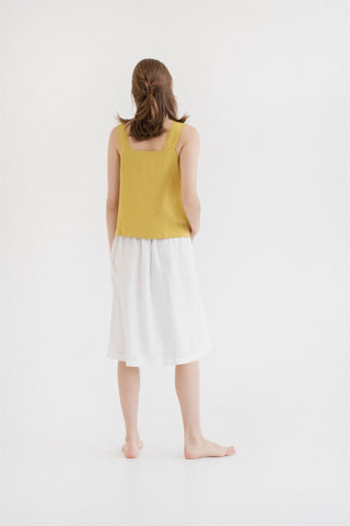 Lemon Curry Linen Polka Top - Linen Tales 3