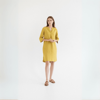 Lemon Curry Linen Prelude Dress - Linen Tales 
