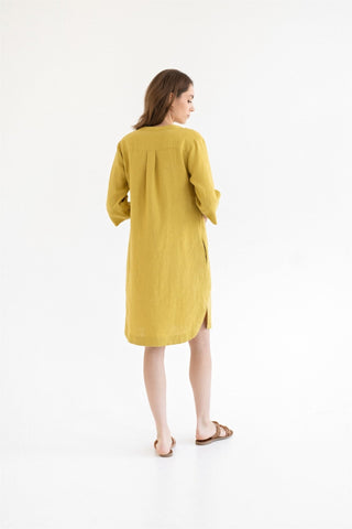 Lemon Curry Linen Prelude Dress - Linen Tales 