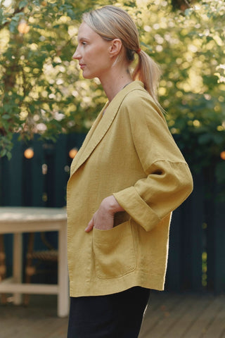 Lemon Curry Linen Sonata Jacket - Linen Tales 