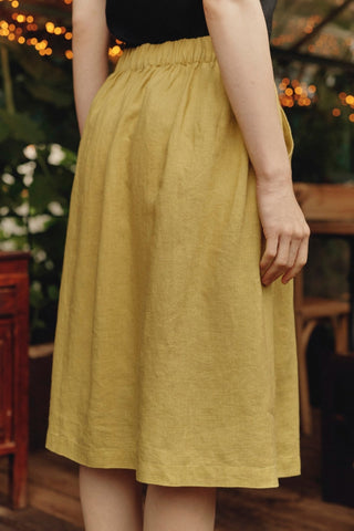 Lemon Curry Linen Tulip Skirt - Linen Tales 