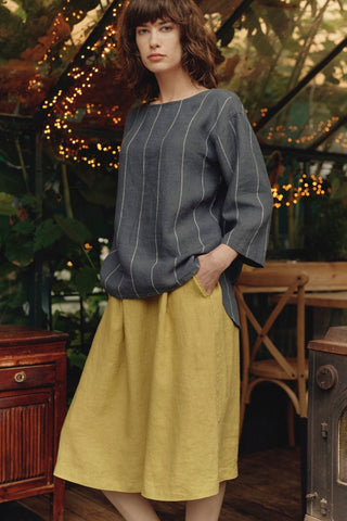 Lemon Curry Linen Tulip Skirt - Linen Tales 3