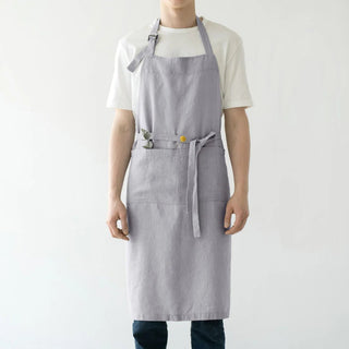 Light Grey Linen Chef Apron - Linen Tales 