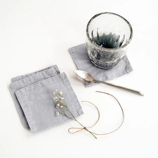 Light Grey Linen Coasters Set of 4 - Linen Tales 1