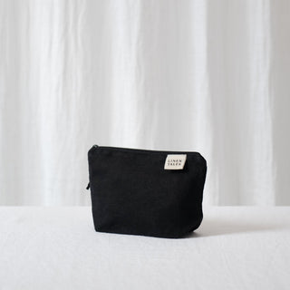 LIMITED EDITION Linen Tales Black Twill Linen Makeup Pouch - Linen Tales Global 