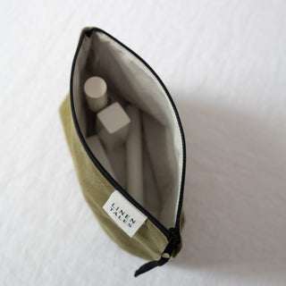 LIMITED EDITION Linen Tales Lichen Twill Linen Makeup Pouch - Linen Tales Global 