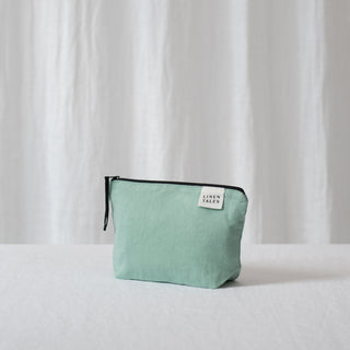 LIMITED EDITION Linen Tales Lichen Twill Linen Makeup Pouch - Linen Tales Global 