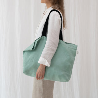 LIMITED EDITION Linen Tales Lichen Twill Linen Shoulder Bag - Linen Tales 