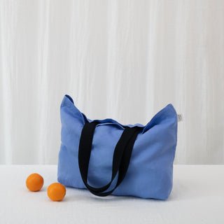 LIMITED EDITION Linen Tales Persian Blue Twill Linen Shoulder Bag - Linen Tales Global 