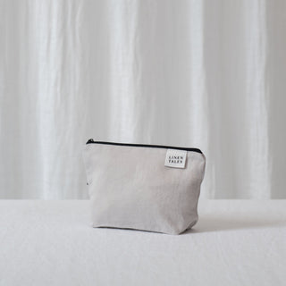 LIMITED EDITION Linen Tales Silver Twill Linen Makeup Pouch - Linen Tales Global 
