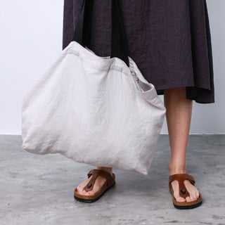 LIMITED EDITION Linen Tales Silver Twill Linen Shoulder Bag - Linen Tales 4