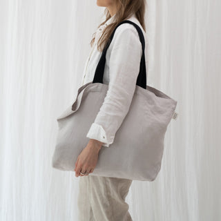 LIMITED EDITION Linen Tales Silver Twill Linen Shoulder Bag - Linen Tales 