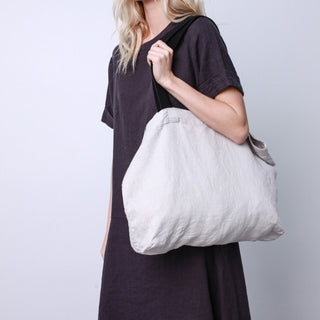 LIMITED EDITION Linen Tales Silver Twill Linen Shoulder Bag - Linen Tales 3