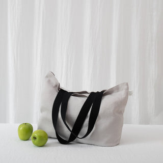 LIMITED EDITION Linen Tales Silver Twill Linen Shoulder Bag - Linen Tales 