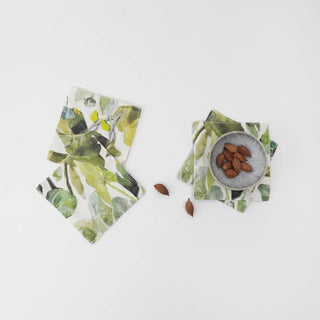Lotus Linen Coasters Set of 4 - Linen Tales 