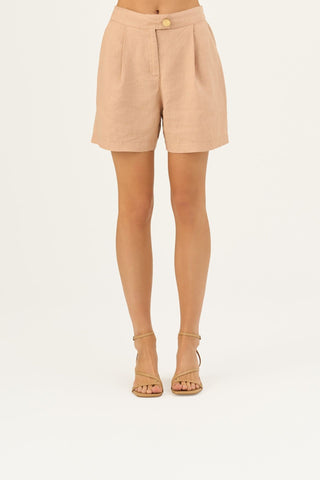 Maple Sugar Linen Mirabilis Shorts - Linen Tales Global 