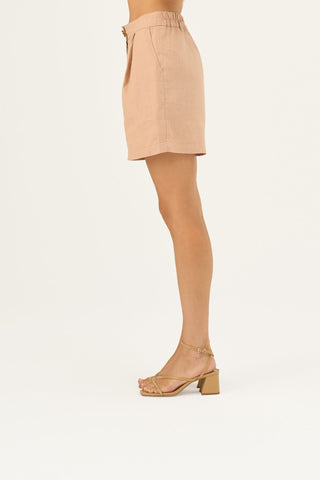 Maple Sugar Linen Mirabilis Shorts - Linen Tales Global 4