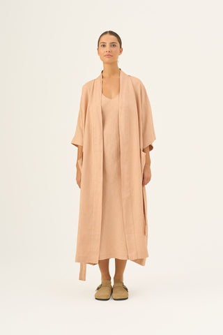Maple Sugar Linen Summer Bathrobe - Linen Tales Global 