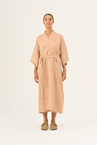 Maple Sugar Linen Summer Bathrobe - Linen Tales Global 5