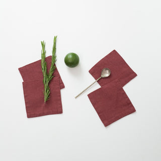 Marsala Linen Coasters Set of 4 - Linen Tales 