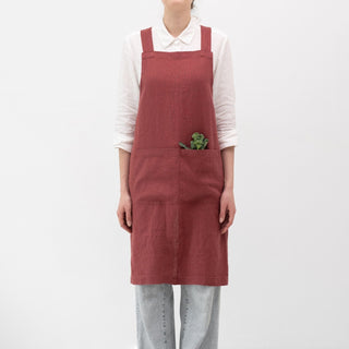Marsala Linen Crossback Apron - Linen Tales 