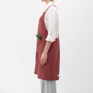 Marsala Linen Crossback Apron - Linen Tales 