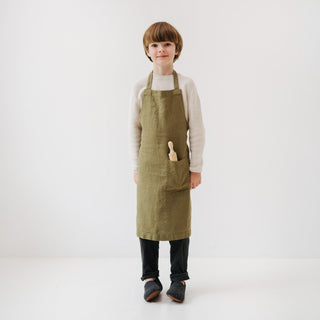 Martini Olive Kids Linen Daily Apron - Linen Tales 