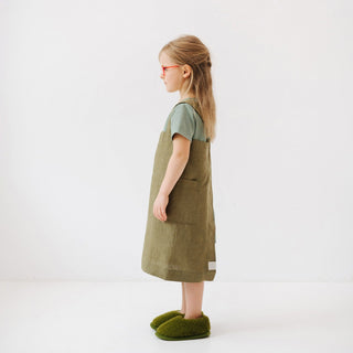 Martini Olive Kids Linen Pinafore Apron - Linen Tales 3