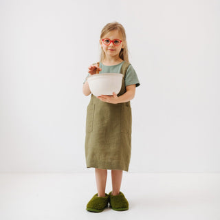 Martini Olive Kids Linen Pinafore Apron - Linen Tales 