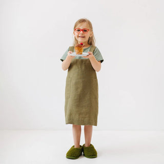 Martini Olive Kids Linen Pinafore Apron - Linen Tales 