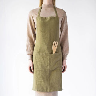 Martini Olive Linen Daily Apron - Linen Tales 