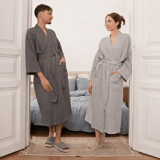 Matching Waffle Bathrobes for Couples - Linen Tales Global 