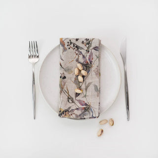 Meadow on Natural Linen Napkins Set of 2 - Linen Tales 