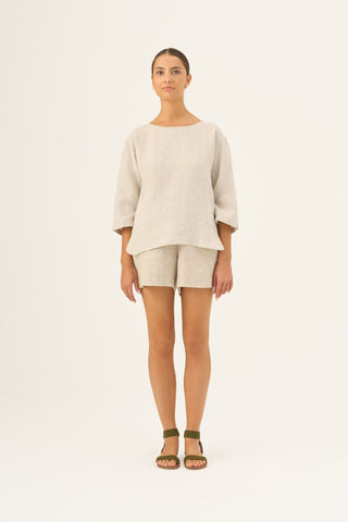 Melange Linen Bilberry Top - Linen Tales Global 