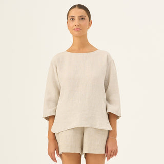 Melange Linen Bilberry Top - Linen Tales Global 