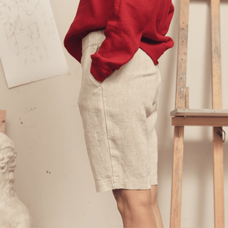 Melange Linen Cumin Shorts - Linen Tales 4