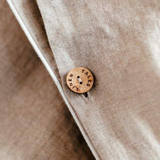 Melange Linen Duvet Cover Set with White Piping - Linen Tales Global 3