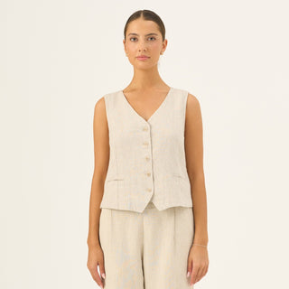 Melange Linen Pasodoble Vest - Linen Tales Global 