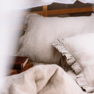 Melange Linen Pillowcase with Frills - Linen Tales 