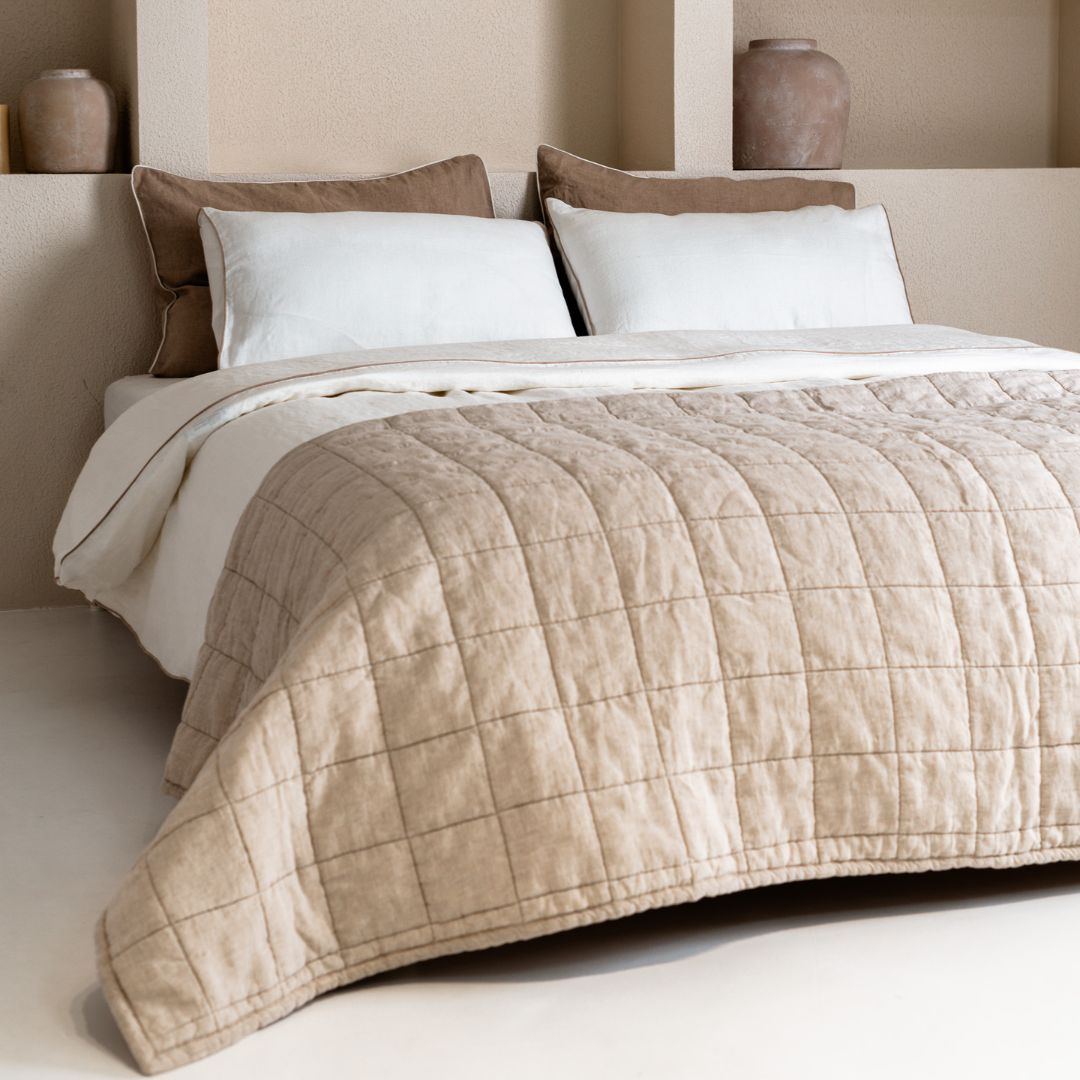 Melange Linen Quilted Blanket | Linen Tales – Linen Tales Global