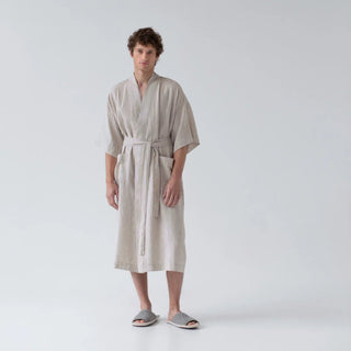 Melange Linen Summer Bathrobe - Linen Tales 