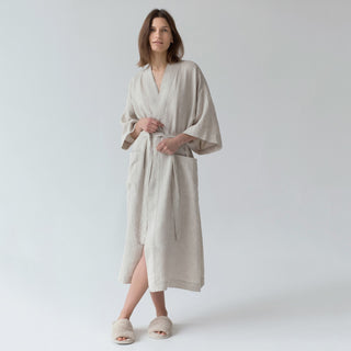 Melange Linen Summer Bathrobe - Linen Tales Global 