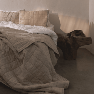 Melange Washed European Linen Quilt Blanket - Linen Tales 