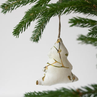Mistletoe Linen Christmas Tree Decorations Set of 4 - Linen Tales Global 2