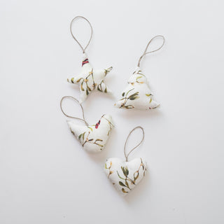 Mistletoe Linen Christmas Tree Decorations Set of 4 - Linen Tales Global 1