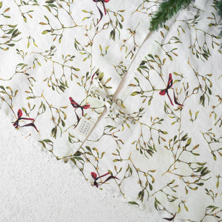 Mistletoe Linen Christmas Tree Skirt - Linen Tales Global 