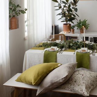 Mistletoe on Light Natural Linen Cushion Cover - Linen Tales Global 4