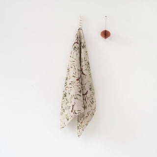 Mistletoe on Natural Linen Kitchen Towel - Linen Tales Global 
