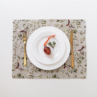 Mistletoe on Natural Linen Placemat - Linen Tales Global 